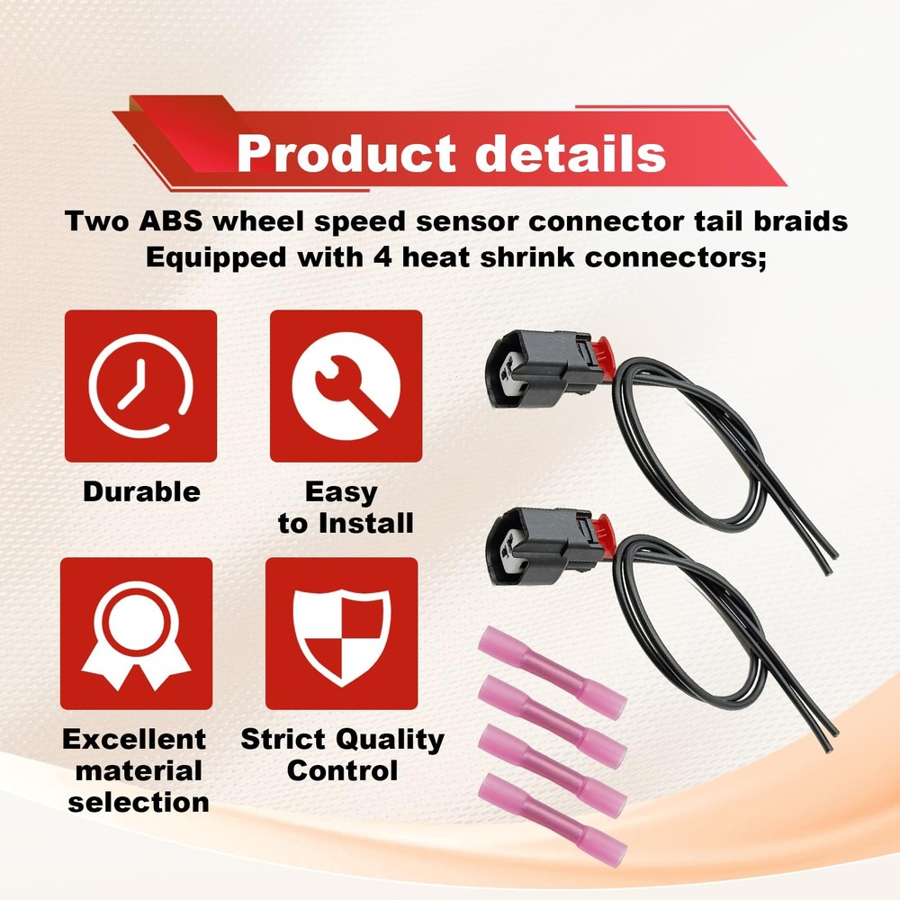 2Pcs ABS Wheel Speed Sensor Wiring Harness Connector Pigtail Plug Compatible