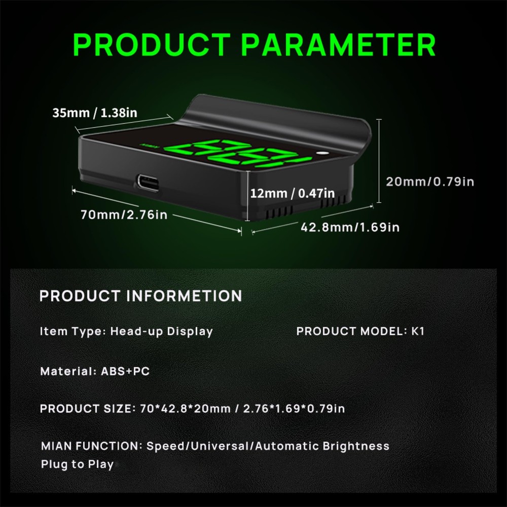 Universal Car GPS HUD Head Up Display Digital Speedometer USB Plug & Play Mph