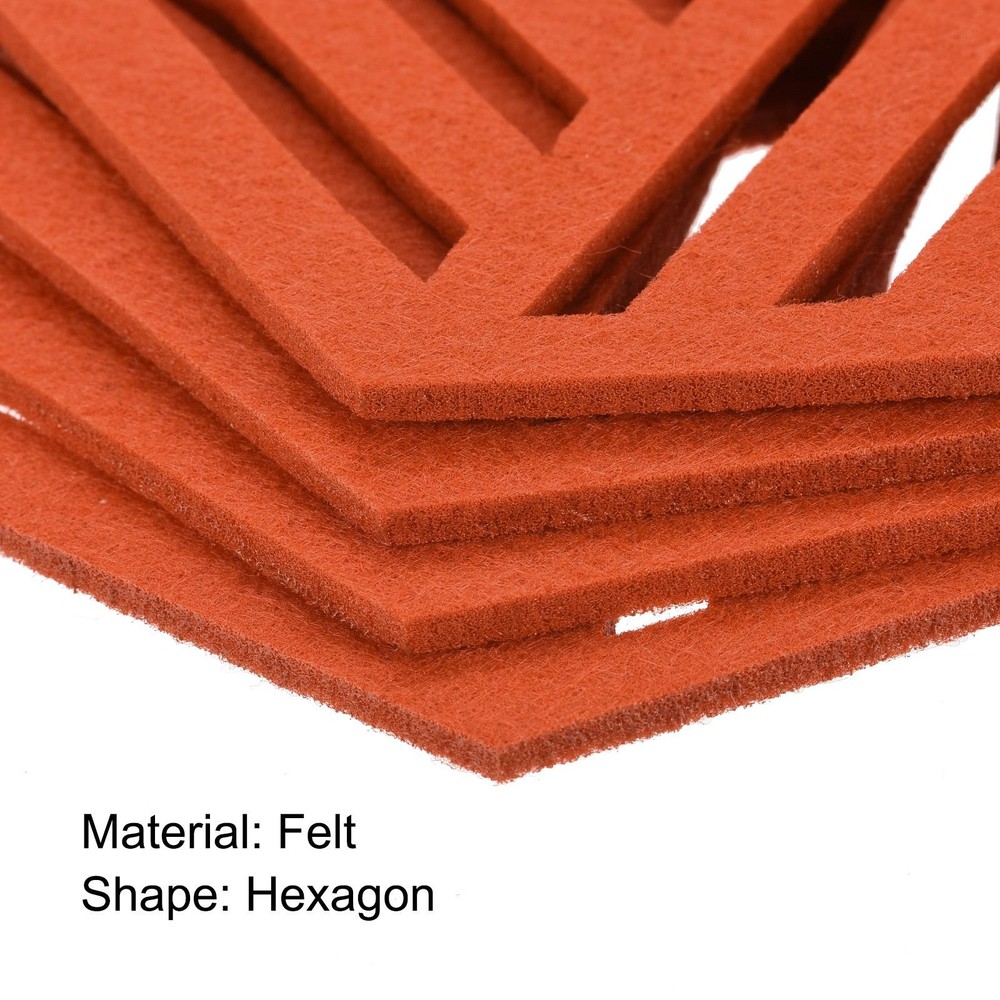 Felt Coasters, 4pcs Hexagonalagon Mat Tampons Coaster, Orange