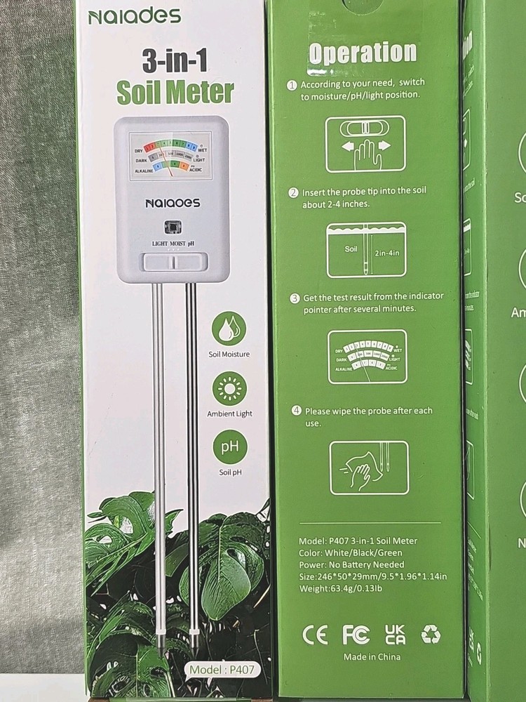 3 Pack- 3 In 1 Soil Meter, Moisture Meter, Model P407