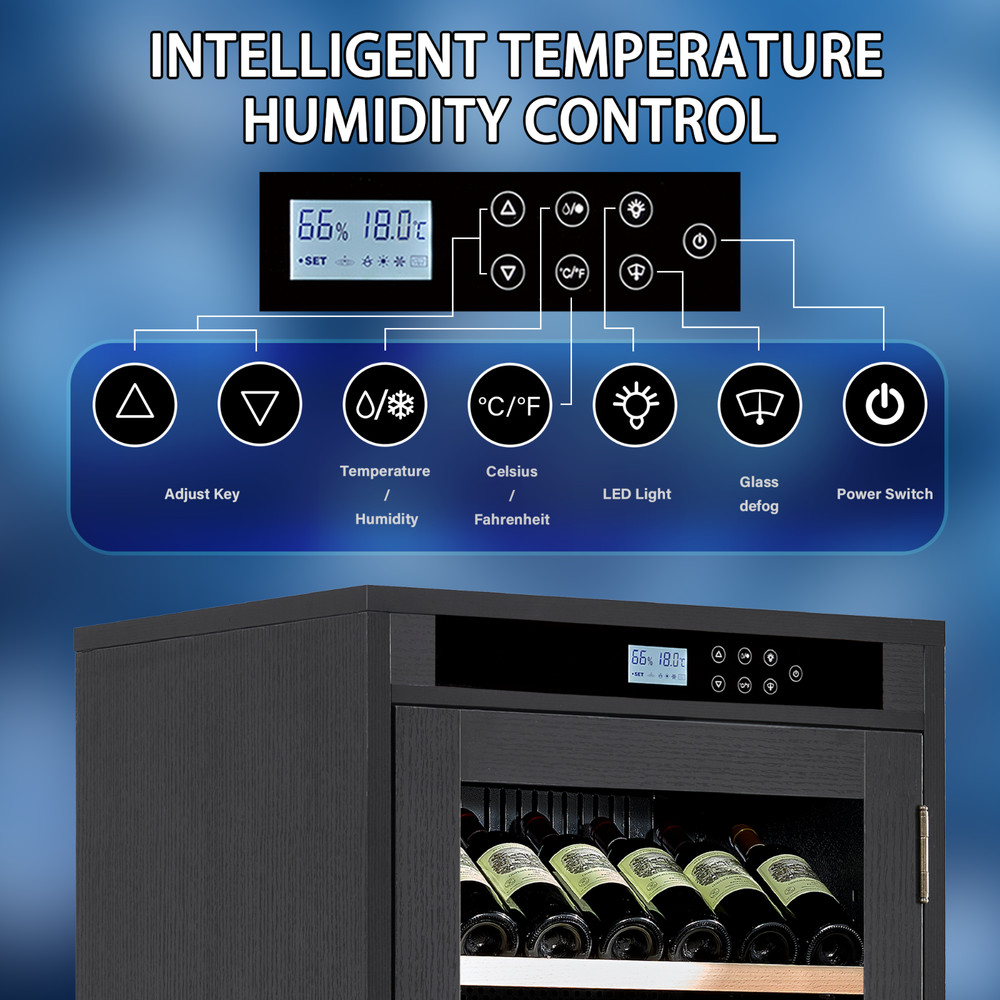 69 Bottles Touch Screen Display Constant Temperature Grape Wine Cooler,Black
