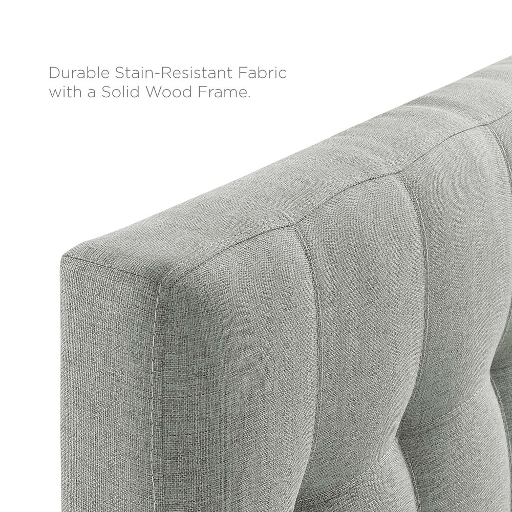 Modway Tufted Upholstered Fabric Square Twin Size Headboard in Gray