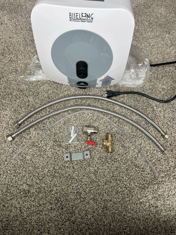 2.5 Gal Under Sink Water Heater 1500W 120V Mini RV Kitchen w/ Hoses