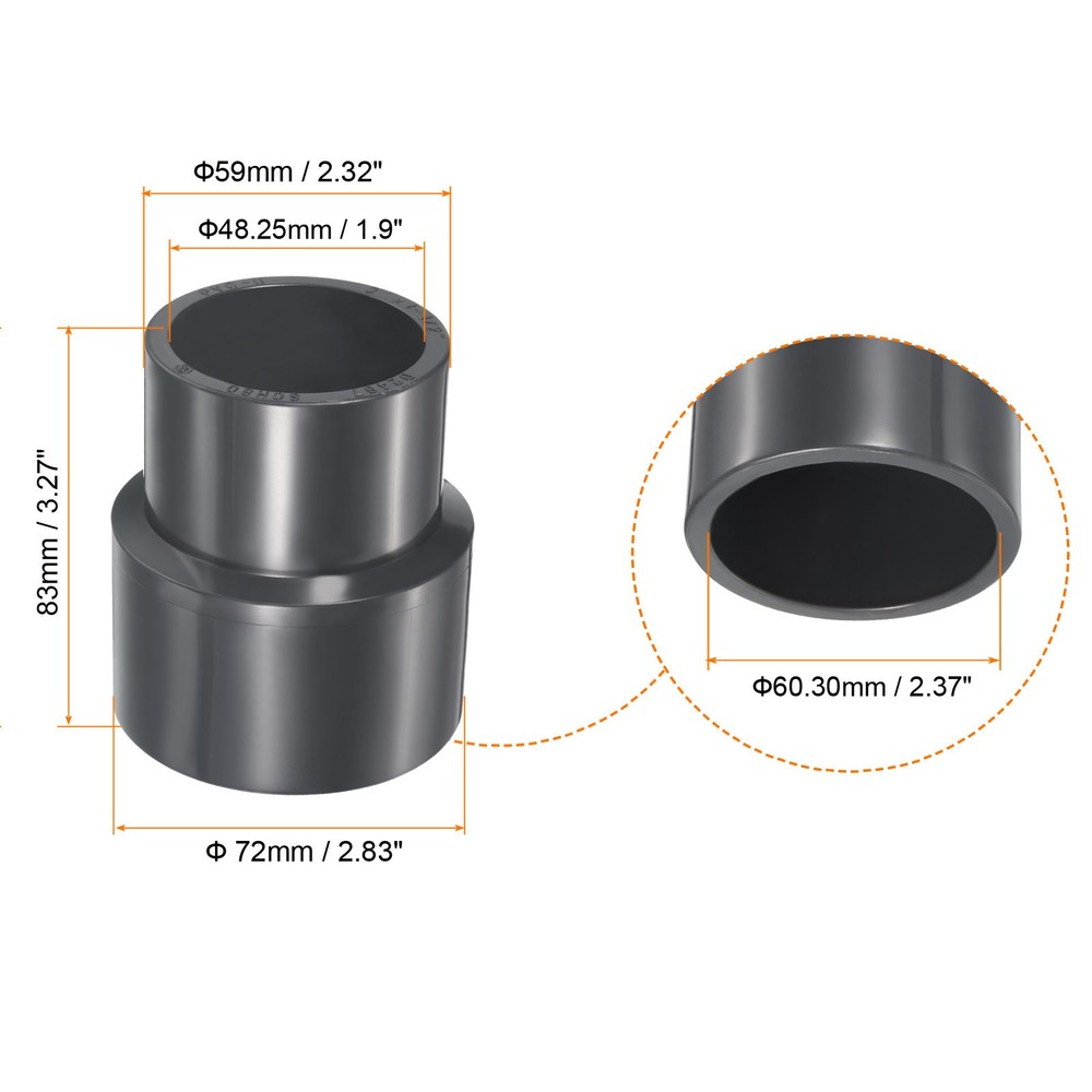 UPVC Reducer Pipe Fitting Tube Reducer Fitting 2"x 1-1/2" Socket