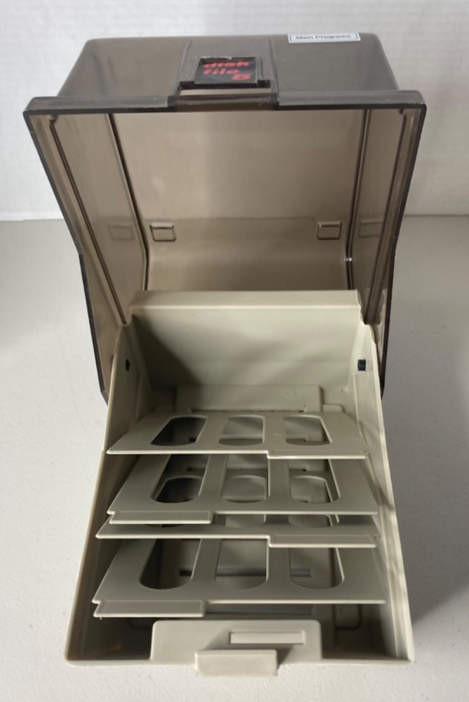 Vintage 5.25" Floppy Disk Storage Case Flip-Up Disk File 5 & Removable Divider A