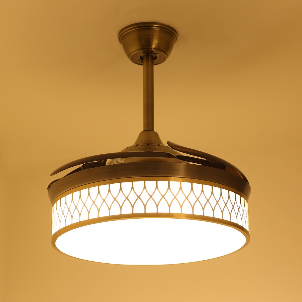 42" Ceiling Fan Light Flush Mount Ceiling Fan W/ Remote Control & Dimmable Light