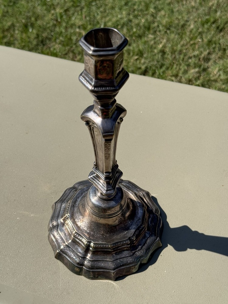 Antique Louis XIV Silvered Bronze Candlestick