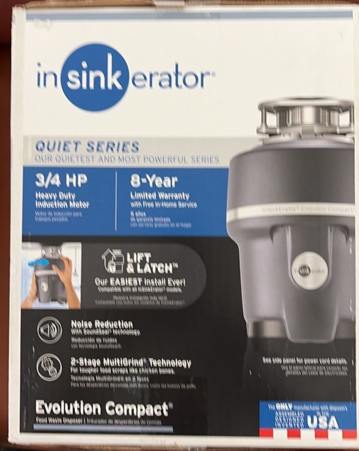 InSinkErator Evolution Compact 3/4 HP Garbage Disposal, Noise Reduction, 2-Stage