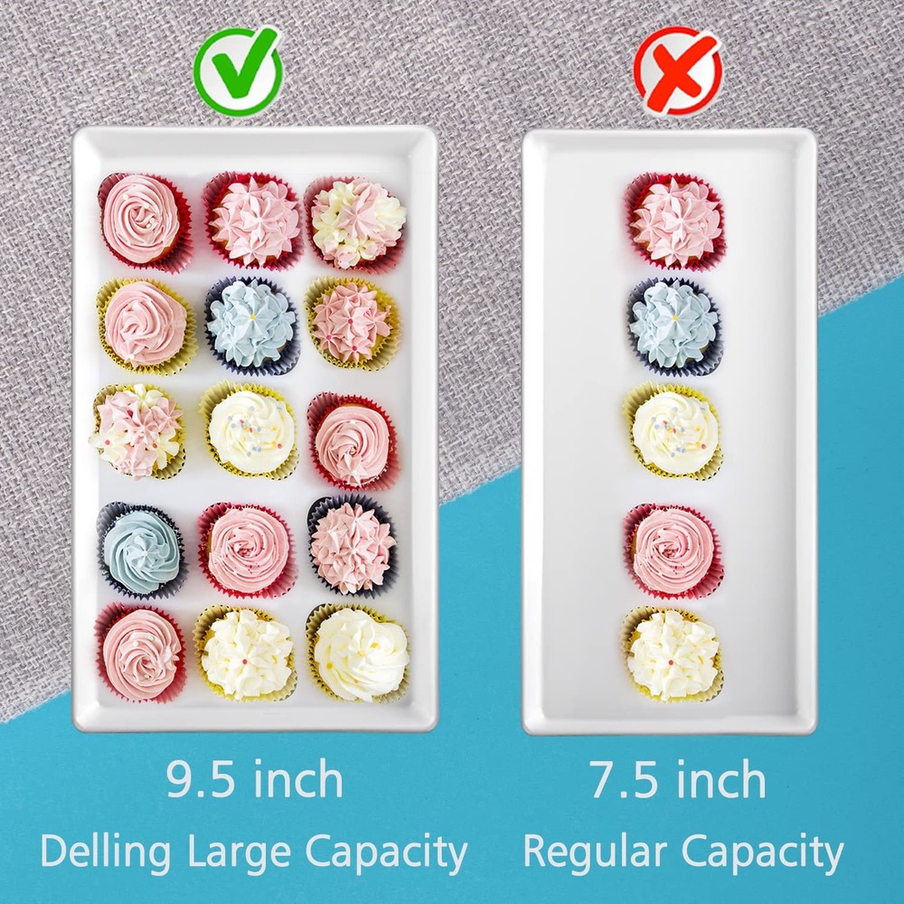 Delling 16"x9.5" White Rectangular Ceramic Large Serving Platter Tray