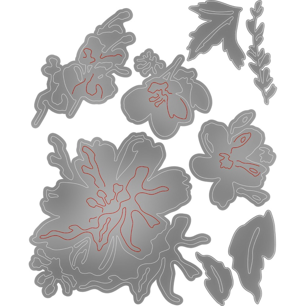 Sizzix Thinlits Brushstroke Flowers #2 8pc set #665210 Retail $19.99 Tim Holtz