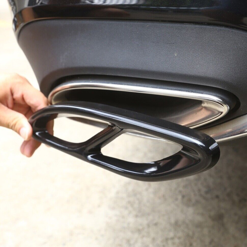 Black Steel Exhaust Tips For 2016-2023 Mercedes E-Class E300 E350 E400 E450 E550