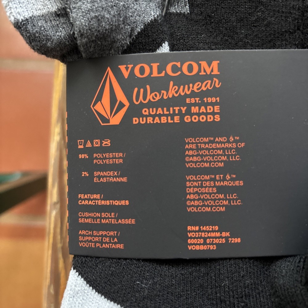 Volcom Mega 8-Pack Workwear - Crew Socks Size 6-12 Black - Damaged package