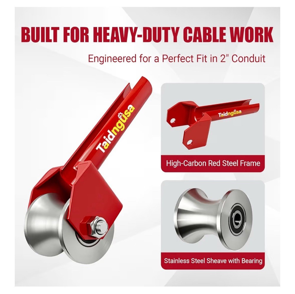 Cable Puller Sheave Roller 2” Conduit Stainless Wheel Wire Guide