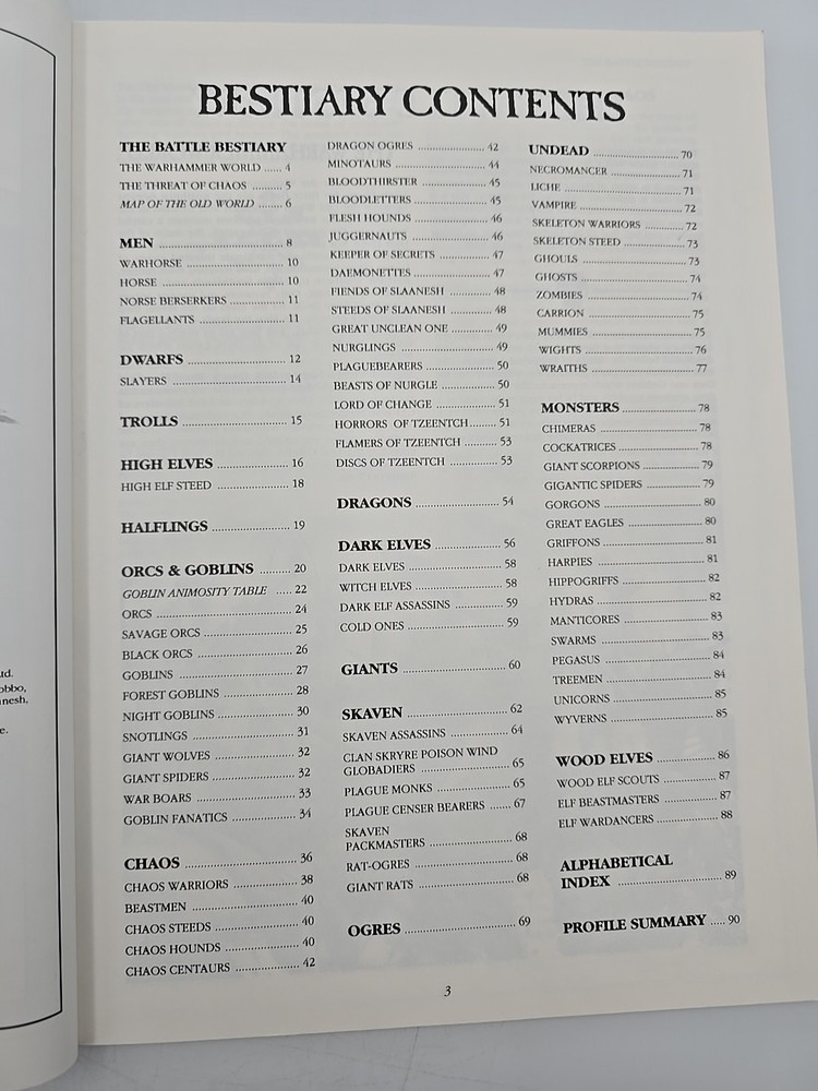 Games Workshop 1992 Warhammer BATTLE BESTIARY Supplement Rule Book OOP