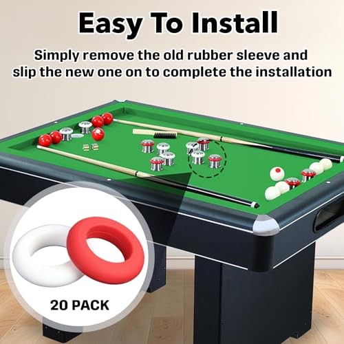 20-Pack Small Bumper Pool Rubber Rings,10 Red and 10 White,Bumper Pool Table