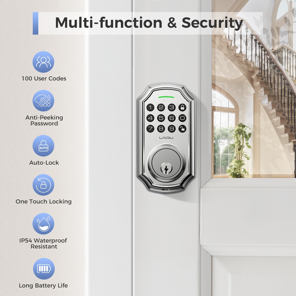 ARPHA Smart Security Keyless Entry Deadbolt Lock Set Combination Lock 100+ Codes
