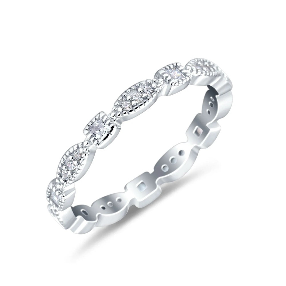 Full Eternity Stackable Band Wedding Round Ring CZ 925 Sterling Silver 3mm