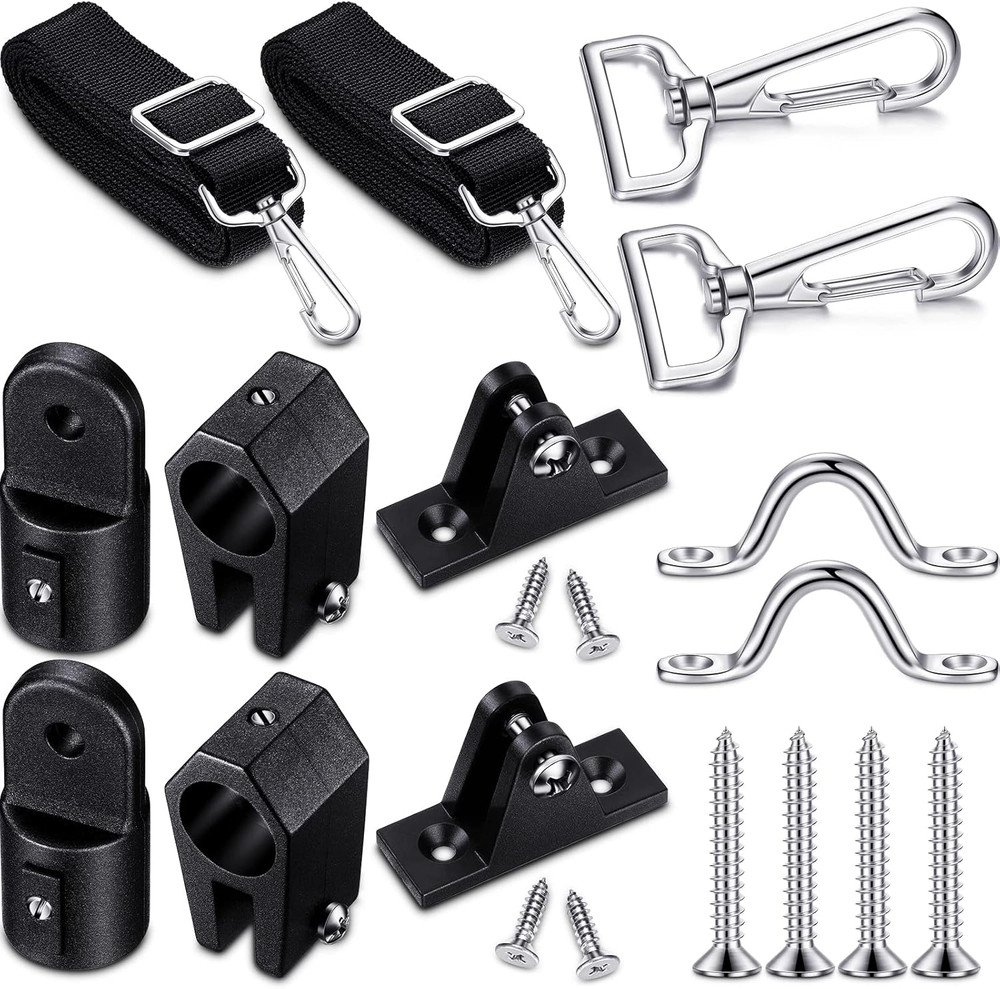 12pc Bimini Top Hardware Fitting Set 7/8" Jaw Slide Cap Eye End Deck Hinge Strap