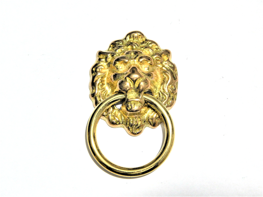 Vintage Drop Ring Drawer Pull Lions Head Solid Brass For and Doors Cabinets