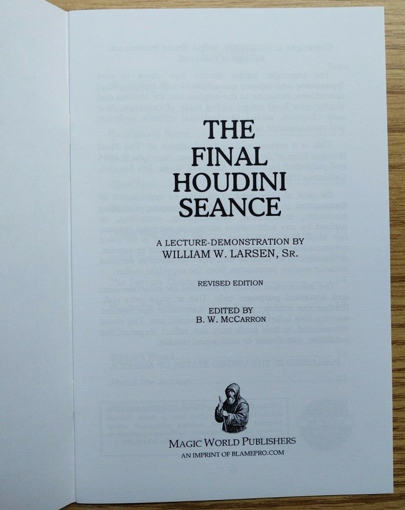 The Final Houdini Seance (A performance piece you can present)