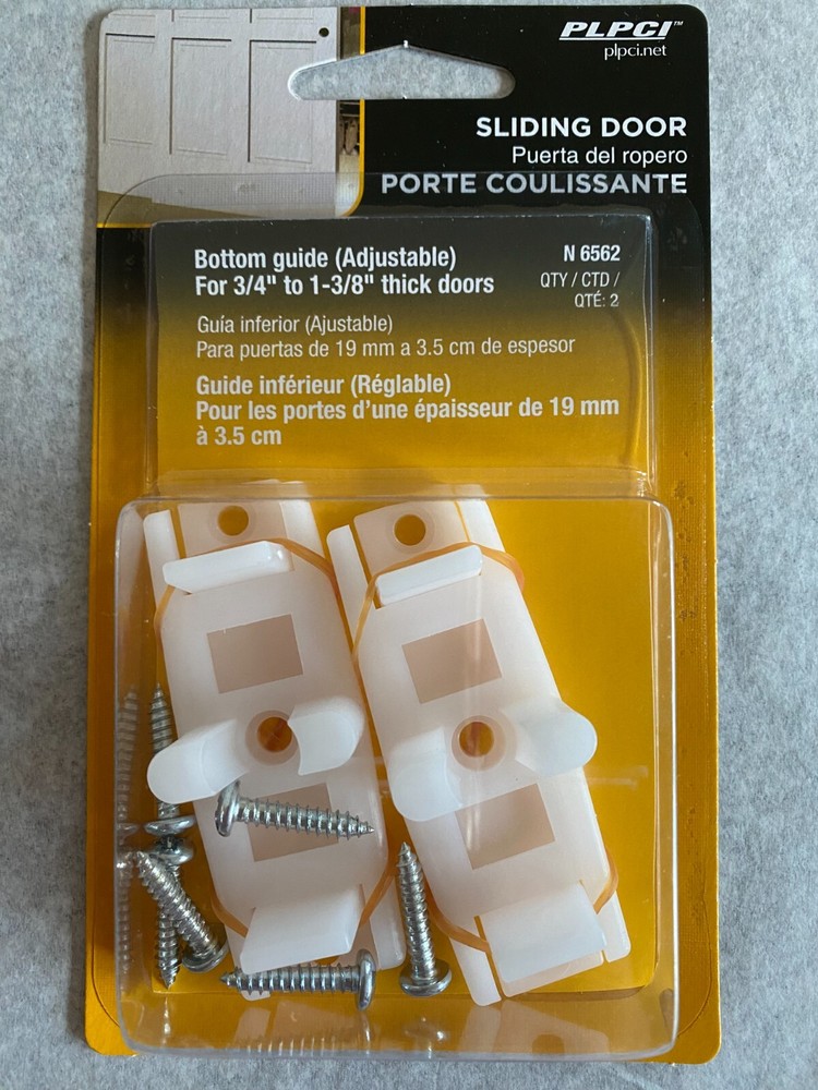 PLPCI Sliding Door Bottom Guide (Adjustable) for 3/4"-3/8" thick doors (2 Count)