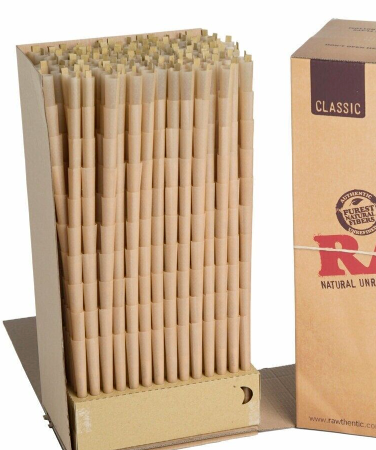 Authentic 100 Cones Raw King Size Unbleached pre rolled Cone CIGARETTE Papers