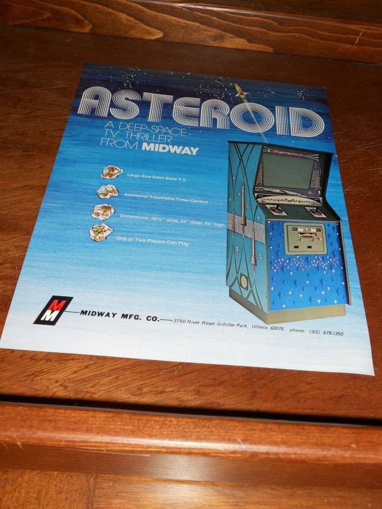 ASTEROID Video Arcade By MIDWAY Flyer/Brochure/Advertisement
