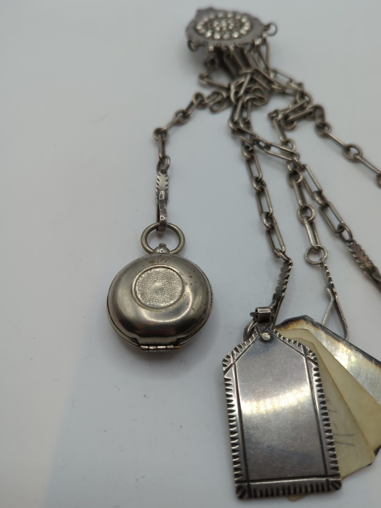 Antique Silver Plated Chatelaine With Original Attatchments Vintage Accessory