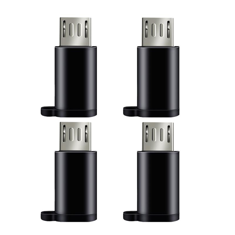 Accessonico 4 Pack USB-C to Micro USB Adapter USBC Type C Female Black