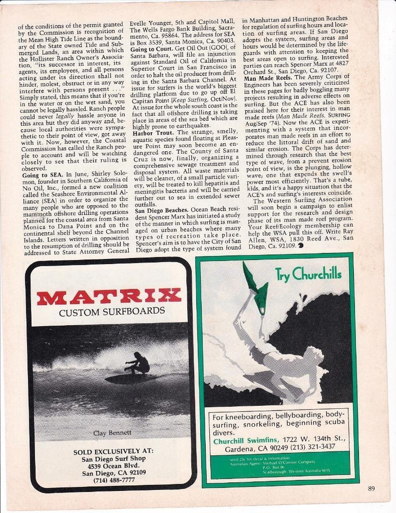 1974 Matrix Custom Surfboards Print-Ad