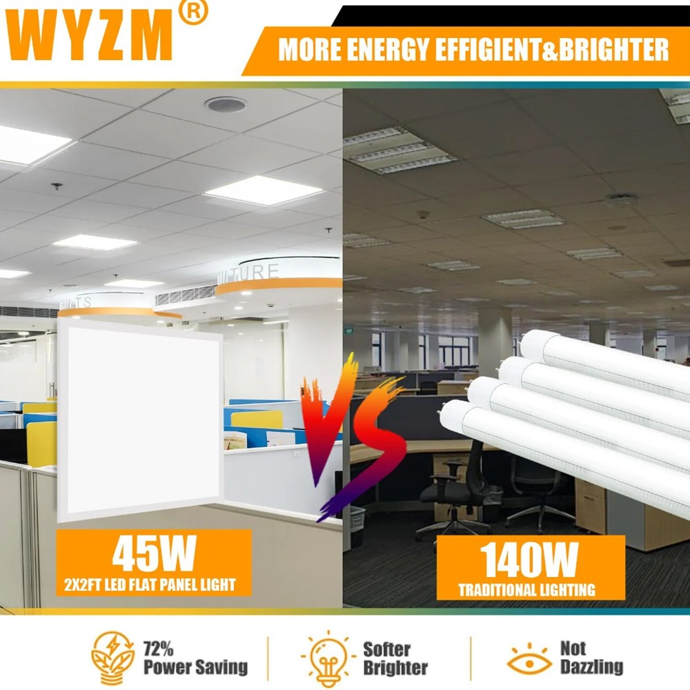 8PCS 2x2 FT LED Flat Panel Troffer Light Fixture,45W Recessed LED Ceiling Light