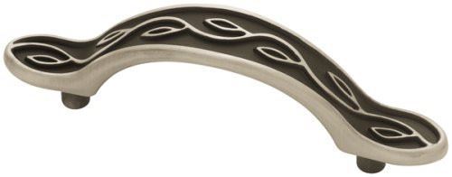 3" Leaf & Vine Pull Brushed Satin Pewter & Black