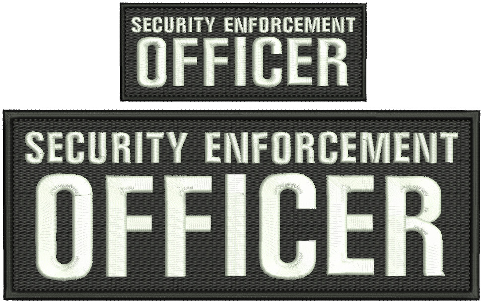 Security enforcement officer embroidery patch 4X10 and 2x5 hook black/white