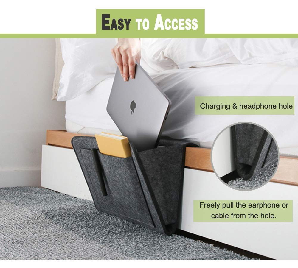 Felt Bedside Caddy Bed Dorm Bunk Organizer Storage Pocket for Organizing Tabl...