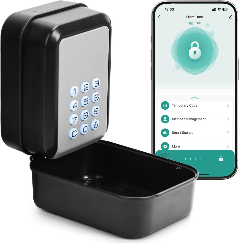 Bluetooth Smart Key Lock Box with Tuya App & PIN Code for Airbnb & Offices
