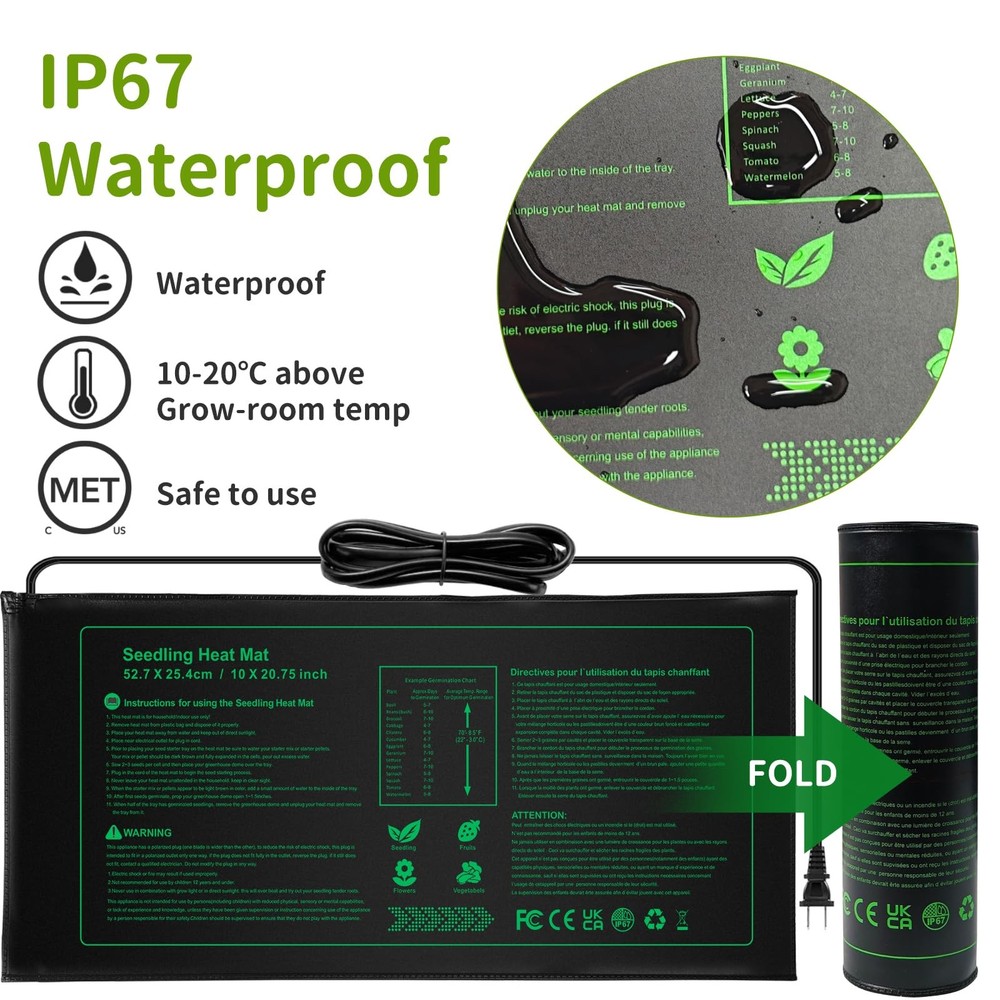 2 Pack Seedling Heat Mat, Durable Waterproof Seed Germination Heating Mat, Wa...