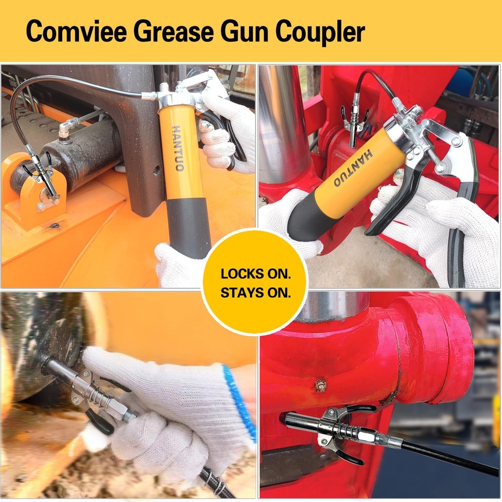Grease Gun Coupler Grease Gun Tips Double Handle Quick Lock Release Grease Ti...