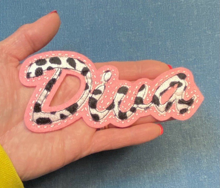 Diva Fabric Iron On Applique, NOT Embroidered, Diva Iron on Patch