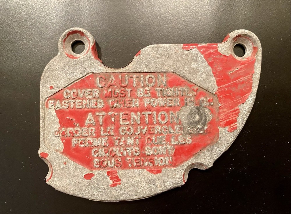Vintage Cast Metal “Caution” Cover 5”