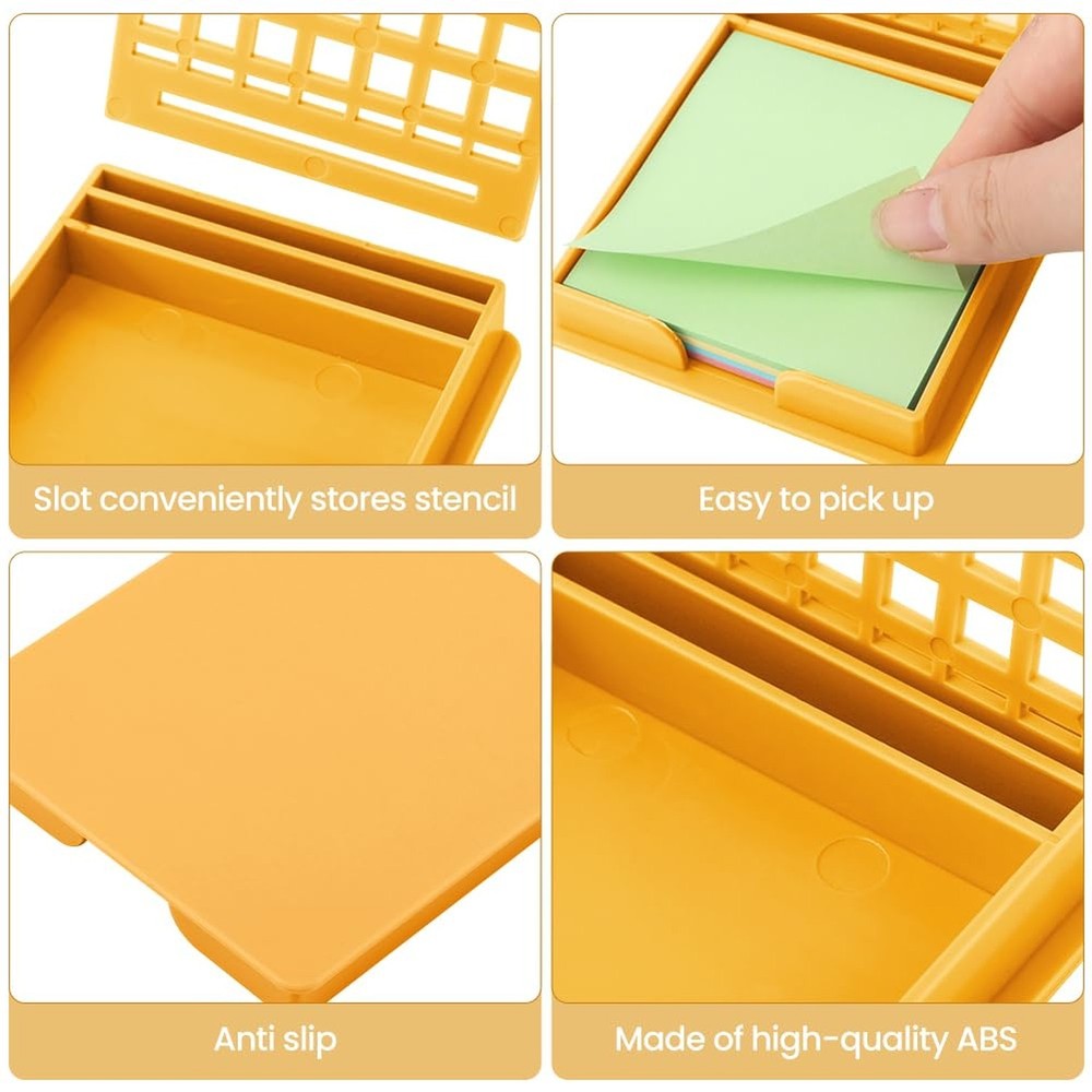 Sticky Note Holder with 5 Different Stencil & 1 Pack Pos-t It Note, 3x3 inch ...