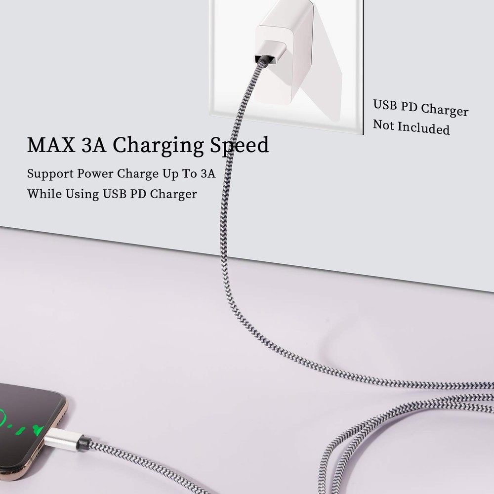 USB Type c Cable, 5 Pack (6FT) Nylon Braided C Cables 3A Fast Charging