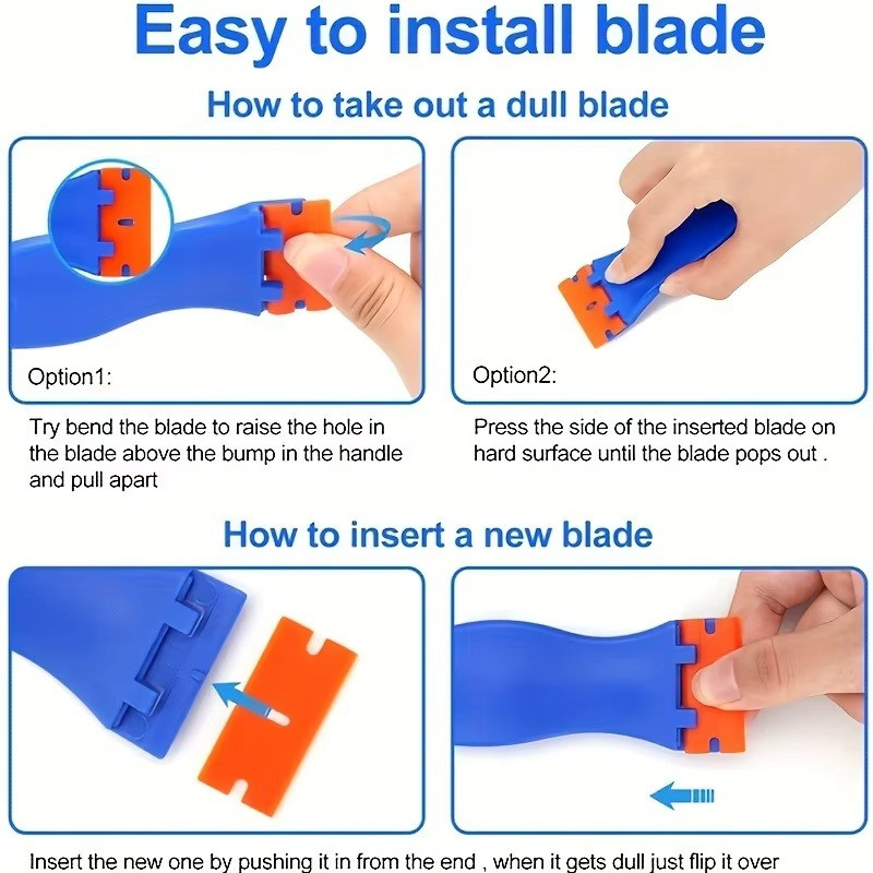 Plastic Blade Scraper with Replacement Blades for Car, Floor & Label Removal