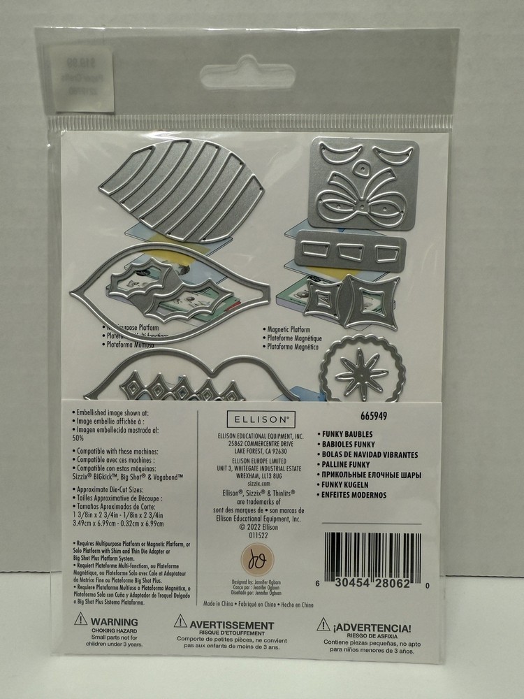 Sizzix Thinlits Dies By Jennifer Ogborn 18/Pkg-Funky Baubles -665949 NEW