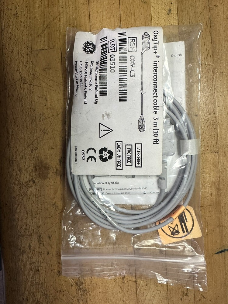 GE Datex Ohmeda Oxytip + SPO2 Interconnect Cable 3m 10ft Ref OXY-C3