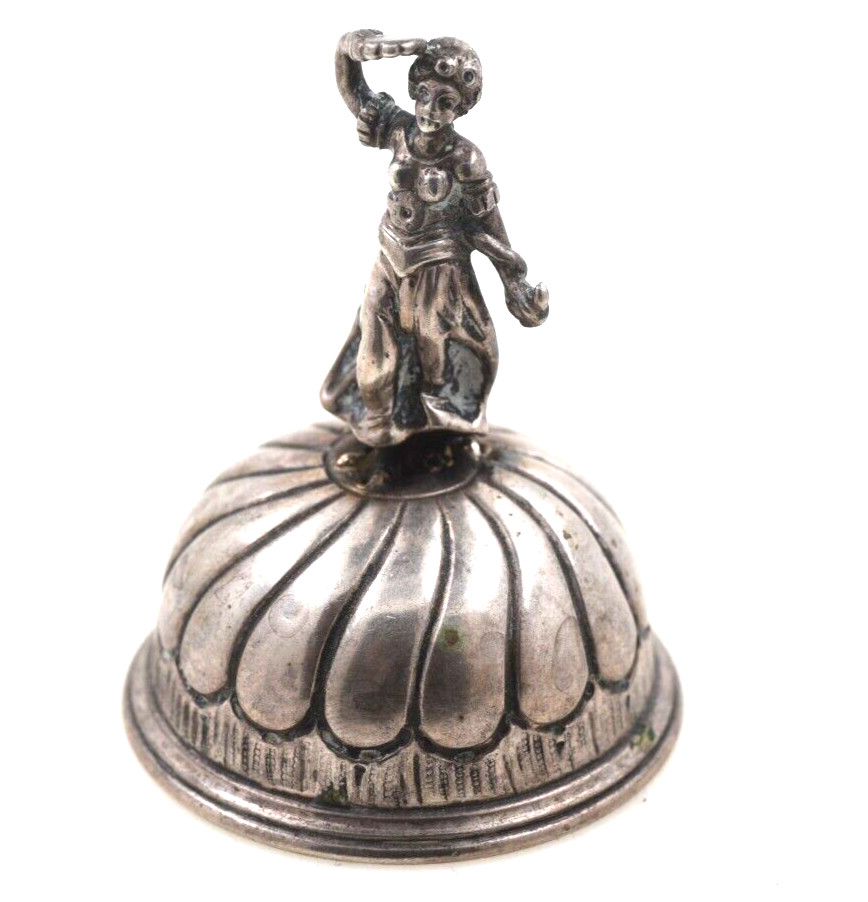 800 Silver Antique Dinner Bell Germany Figural Handle