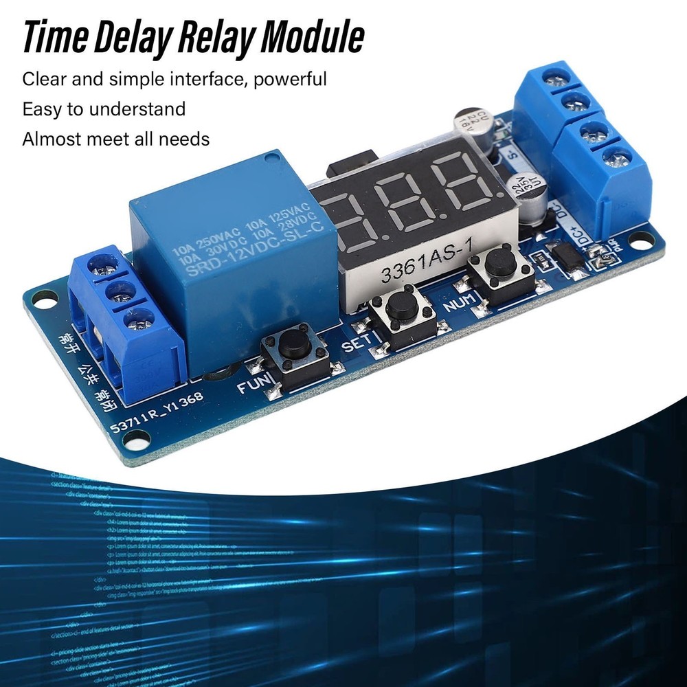 Time Delay Relay Module 12VDC Switching Controller Board Electrical Timer