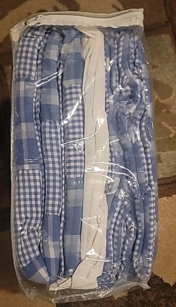 blue plaid crib comforter (new)