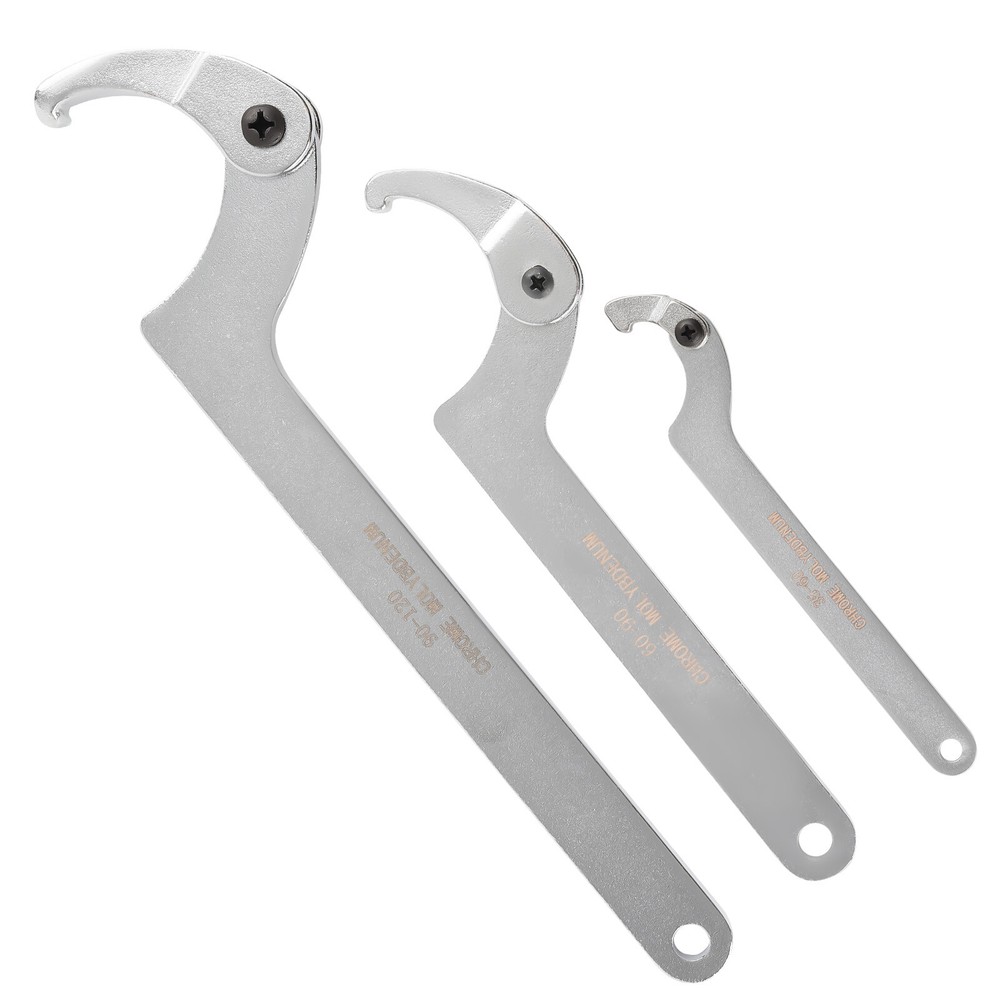 8X Adjustable Hook Pin Spanner Wrench Tool Set Locking Nut Wrench 35mm-120mm US