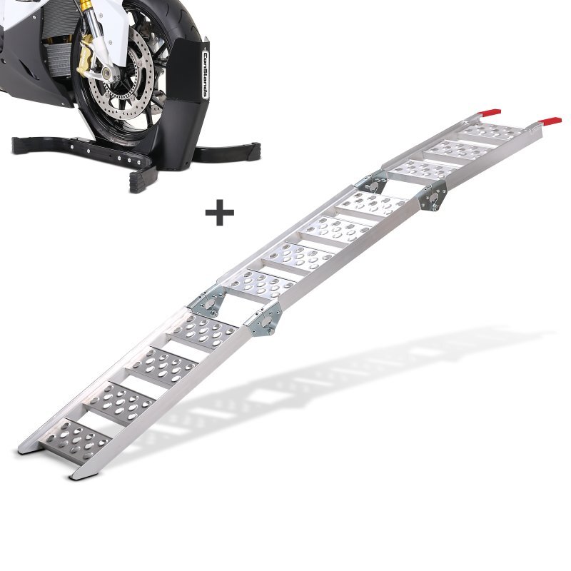 Motorcycle aluminium loading ramp CS3 set wheel chock Easy Plus folding max 270k