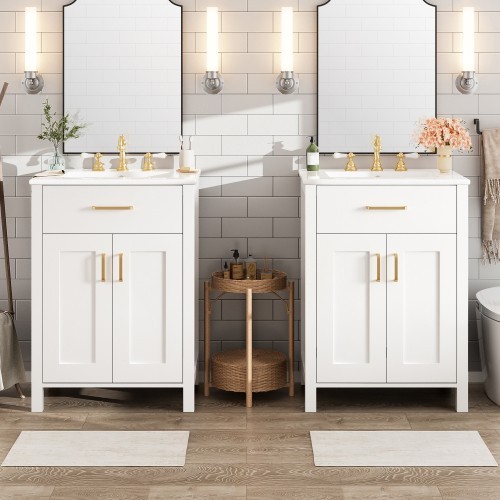 Ample Storage Bathroom Sink Vanity Solid Wood Frame 48 inch Vanity Bathroom